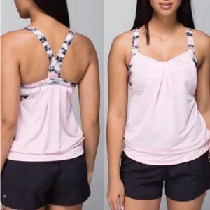 Lululemon Rest Less Tank/Sports Bra Combo ~ Barely‎ Pink/Wamo Camo Size 6